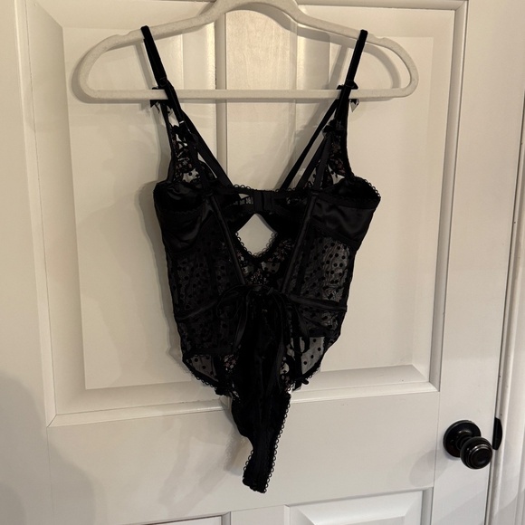 New! For Love and Lemons Caprice Bow Detail Teddy Black 31608 - Picture 10 of 15